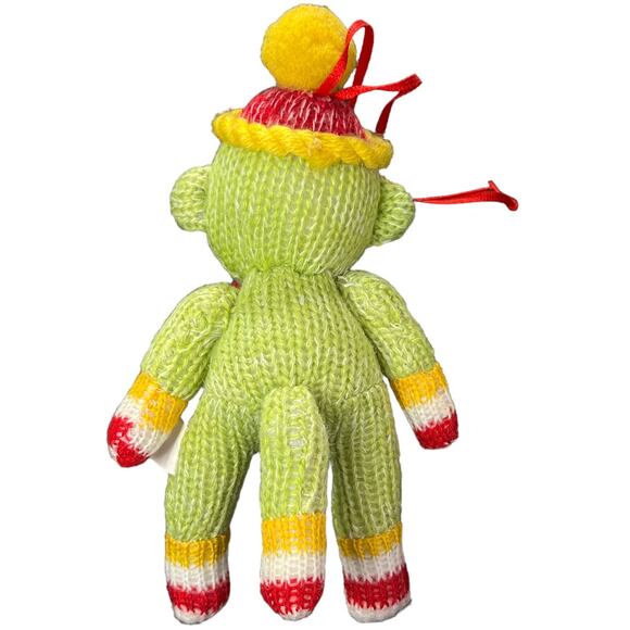 Vintage 90's 1997 Christmas Ornament Sock Monkey Collectible 4" Green Red Blue Y - Picture 6 of 14